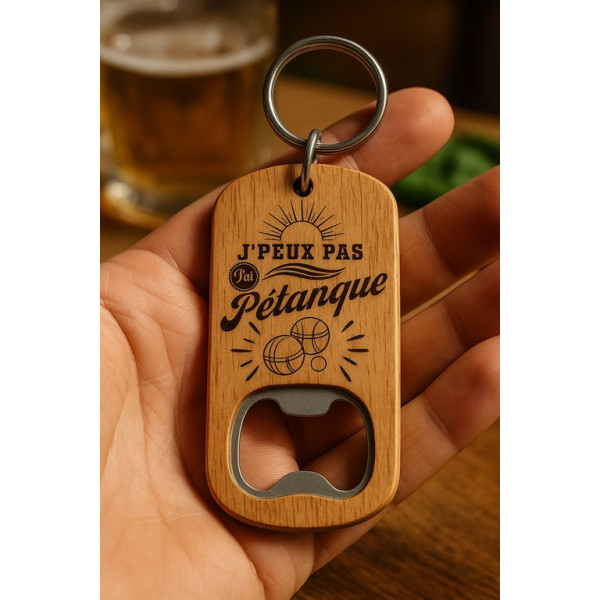 Porte-clé Décapsuleur en Bois et Métal - Élégance et Praticité