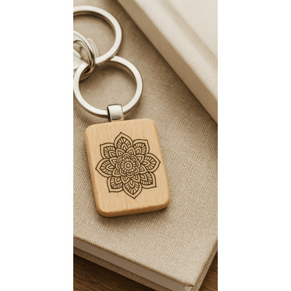 Porte Clés en Bois Arrondis et Rectangulaires Personnalisables.