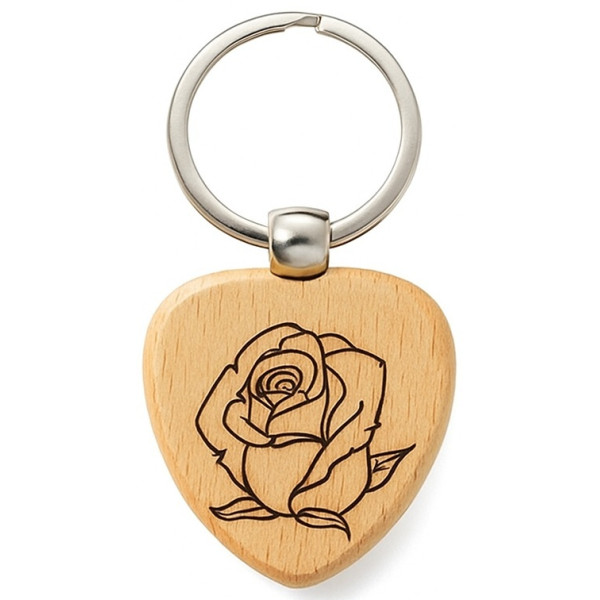 Porte Clés en Bois Cœur Personnalisable - Cadeaux Romantiques.