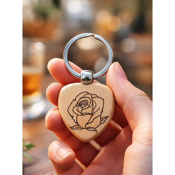 Porte Clés en Bois Cœur Personnalisable - Cadeaux Romantiques.