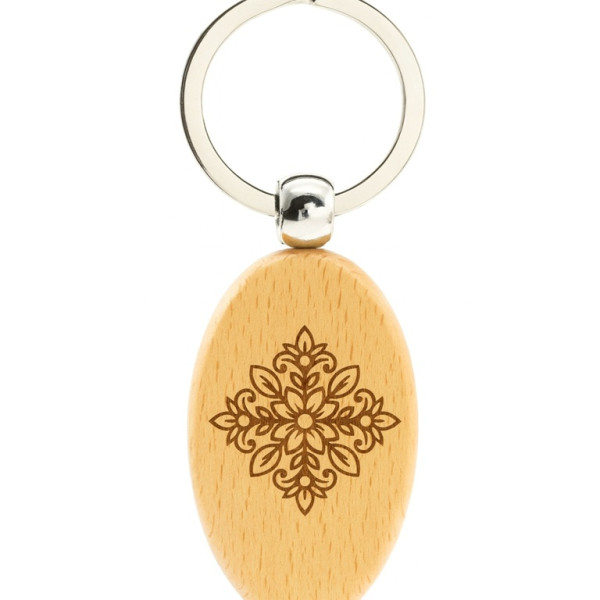 Porte Clés en Bois Ovale Personnalisable - Cadeaux et Souvenirs.