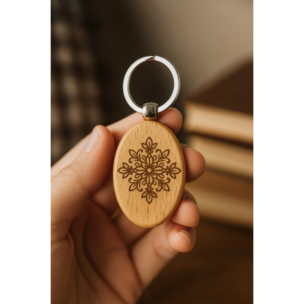 Porte Clés en Bois Ovale Personnalisable - Cadeaux et Souvenirs.
