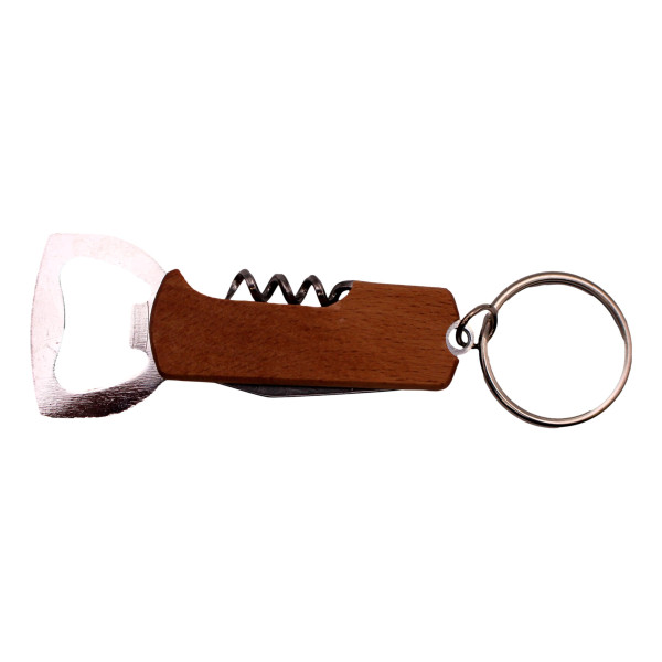 Décapsuleur porte-clés bois et métal personnalisable – Gravure offerte