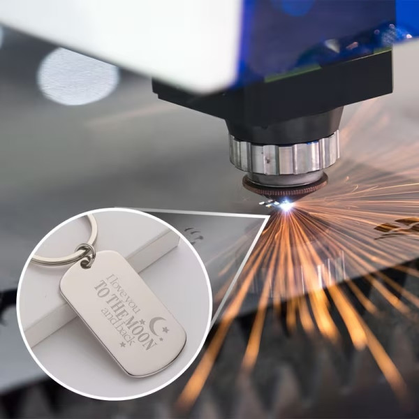 Porte-clés TAG en acier inoxydable personnalisable – Gravure sur plaque militaire