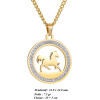 Collier cheval doré personnalisable – Bijou élégant avec pendentif rond et strass