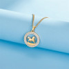 Collier cheval doré personnalisable – Bijou élégant avec pendentif rond et strass