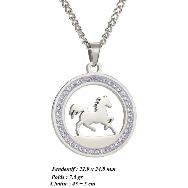Collier cheval argenté personnalisable – Bijou élégant et symbolique