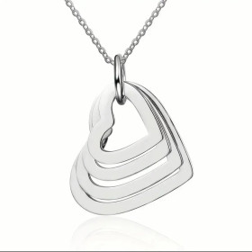 Collier 4 cœurs argenté personnalisable – Gravure 4 prénoms au choix