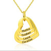Collier 4 cœurs doré personnalisable – Gravure de prénoms en acier inoxydable