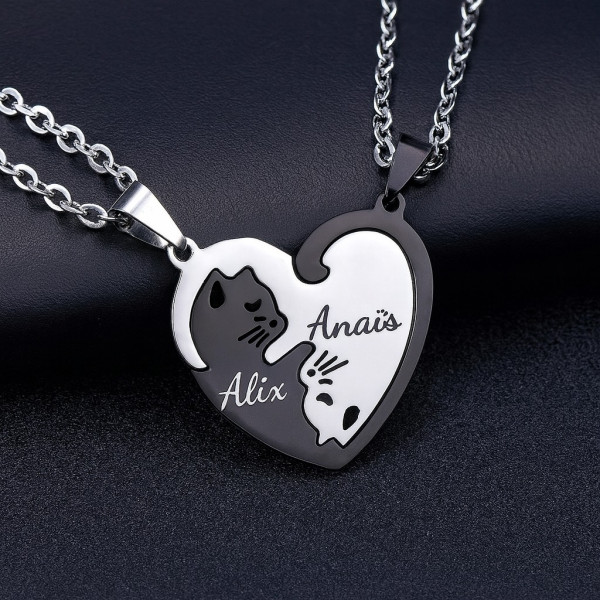 Collier Croix Chrétienne noir en Acier Inoxydable Personnalisable