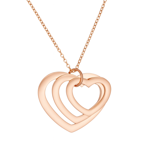 Collier 3 cœurs doré rose personnalisable avec prénoms – Cadeau émotion unique