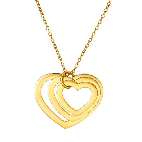 Collier 3 cœurs doré personnalisable – Gravure de 3 prénoms offerte