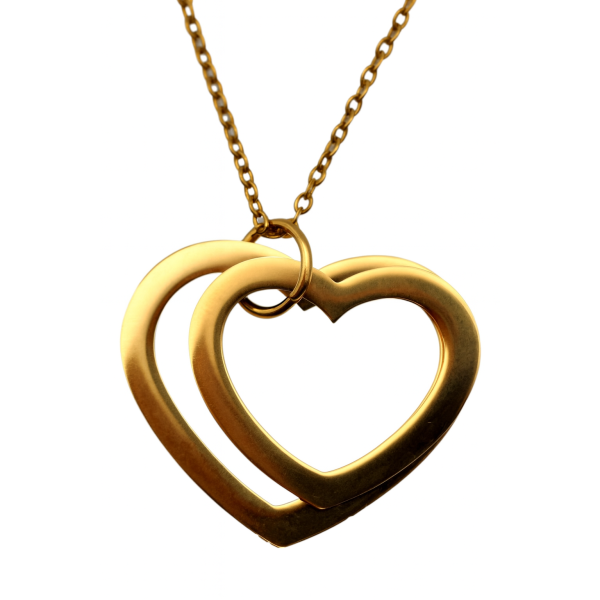 Collier 2 cœurs doré personnalisable – Gravure 2 prénoms, bijou d’amour unique