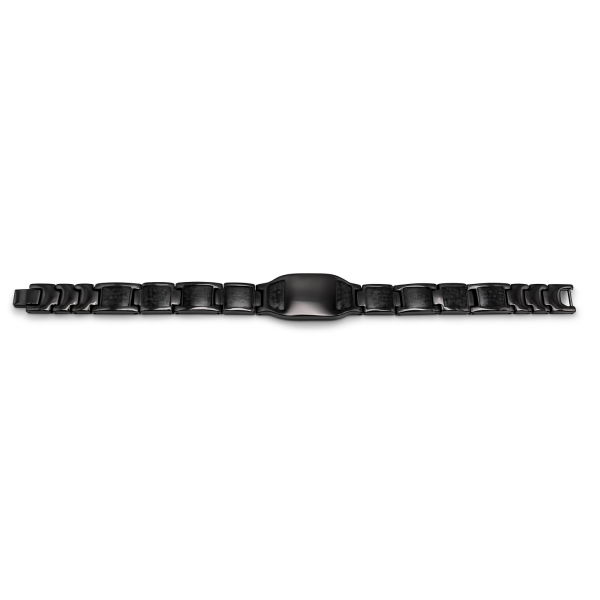 Bracelet noir acier inoxydable imitation carbone personnalisable