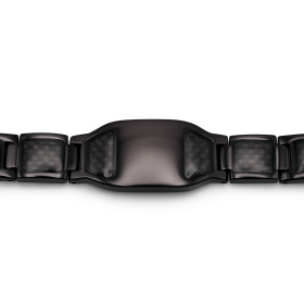 Bracelet noir acier inoxydable imitation carbone personnalisable