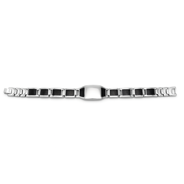 Bracelet argenté imitation carbone en acier inoxydable personnalisable