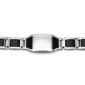 Bracelet argenté imitation carbone en acier inoxydable personnalisable