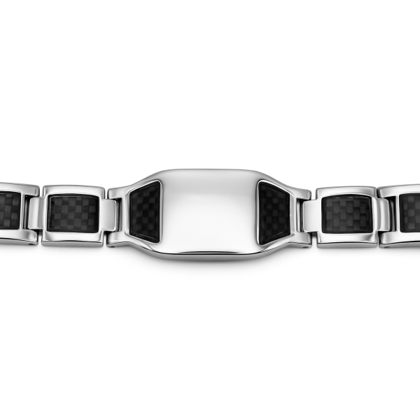 Bracelet argenté imitation carbone en acier inoxydable personnalisable