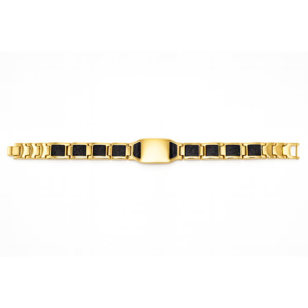 Bracelet doré imitation carbone personnalisable en acier inoxydable