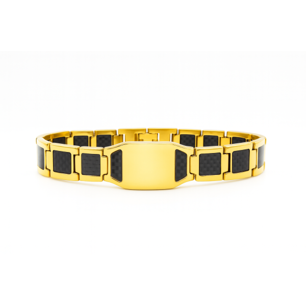 Bracelet doré imitation carbone personnalisable en acier inoxydable