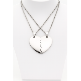 Collier cœur argenté personnalisable – Bijou duo en acier inoxydable