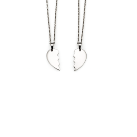 Collier cœur argenté personnalisable – Bijou duo en acier inoxydable