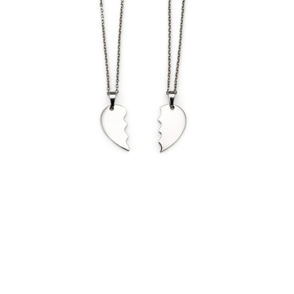 Collier cœur argenté personnalisable – Bijou duo en acier inoxydable