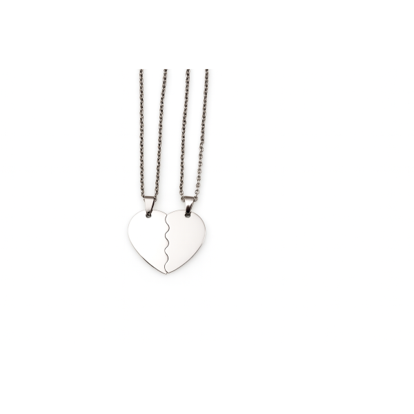 Collier cœur argenté personnalisable – Bijou duo en acier inoxydable