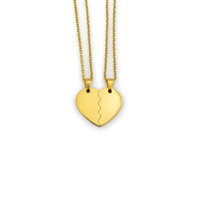 Collier 2 moitiés de cœur doré personnalisable – Bijou couple gravé