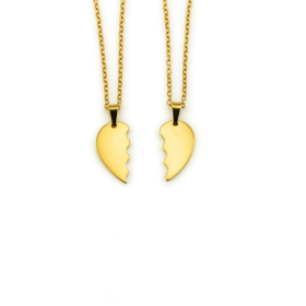 Collier 2 moitiés de cœur doré personnalisable – Bijou couple gravé