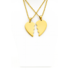 Collier 2 moitiés de cœur doré personnalisable – Bijou couple gravé