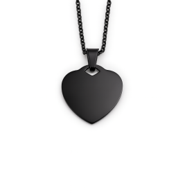 Collier cœur noir personnalisable – Bijou gravé en acier inoxydable