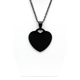 Collier cœur noir personnalisable – Bijou gravé en acier inoxydable