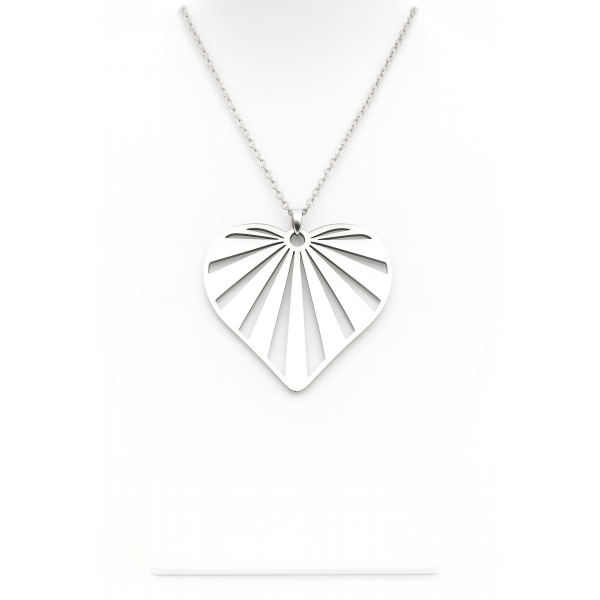Collier cœur argenté personnalisable jusqu’à 9 prénoms – Bijou gravé famille
