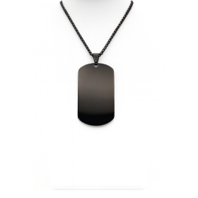 Collier TAG noir à personnaliser – Pendentif plaque militaire gravée