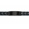 Gourmette noire et bleue personnalisable en acier inoxydable – Bracelet homme gravé