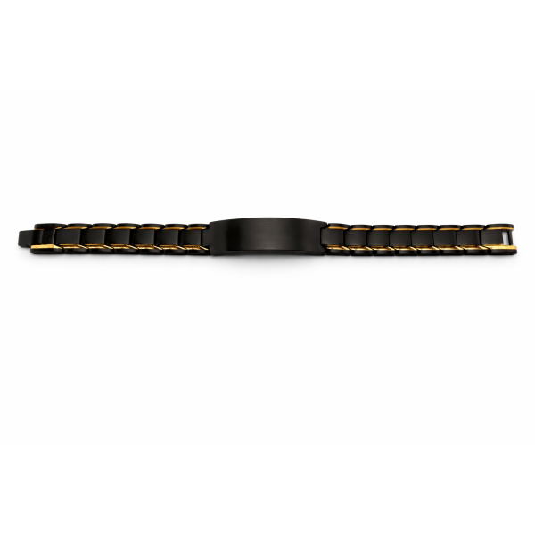 Gourmette noire et bleue personnalisable en acier inoxydable – Bracelet homme gravé