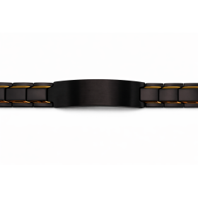 Gourmette noire et bleue personnalisable en acier inoxydable – Bracelet homme gravé