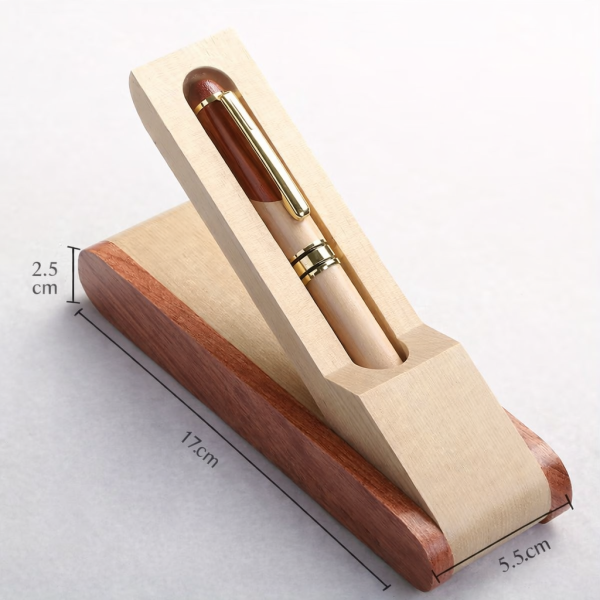 Stylo de bureau en bois personnalisable avec coffret support gravé