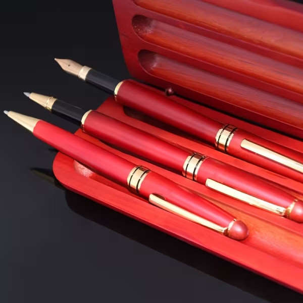 Coffret trio de stylos en bois de rose personnalisable – Cadeau élégant