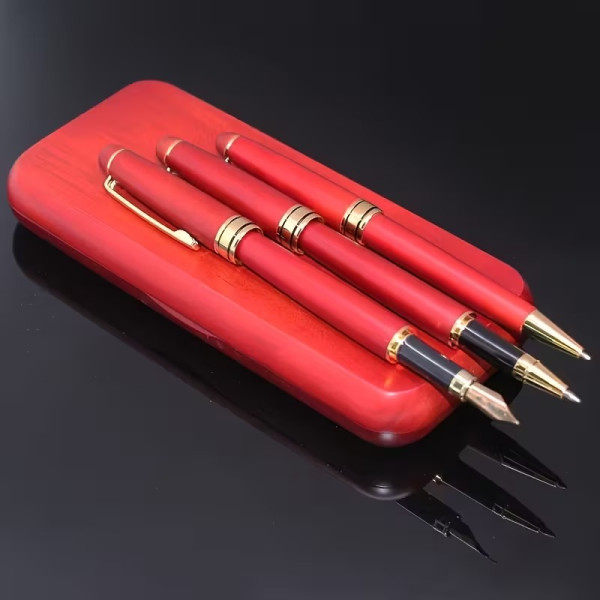 Coffret trio de stylos en bois de rose personnalisable – Cadeau élégant