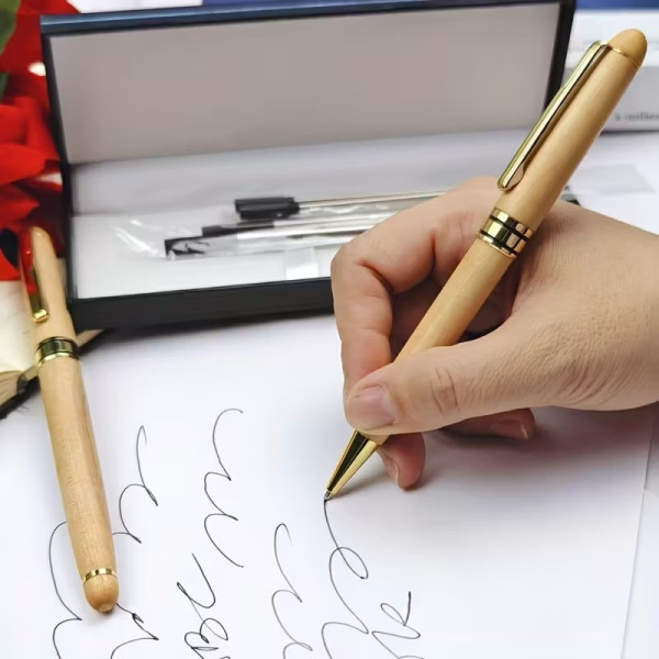 Coffret duo de stylos de bureau en bois personnalisable avec support