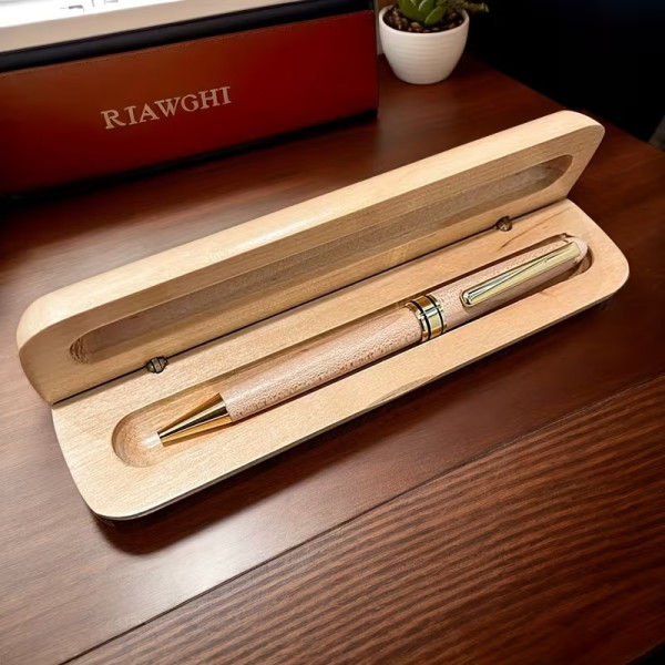 Stylo à bille bois personnalisé avec coffret en bois gravable