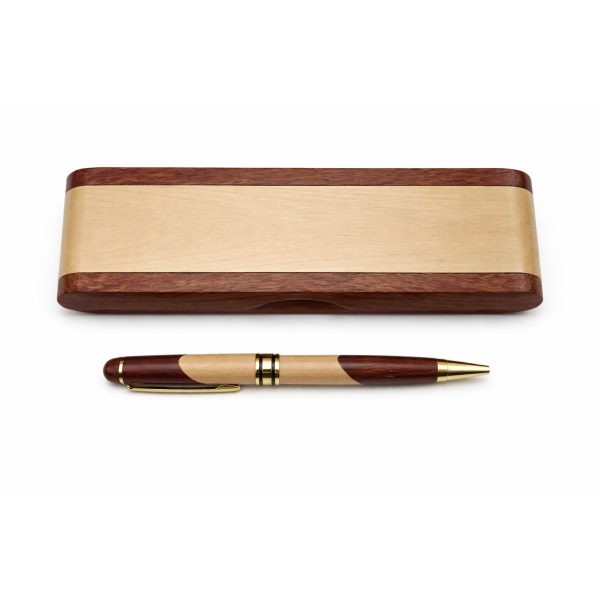 Stylo de bureau en bois personnalisable avec coffret support gravé