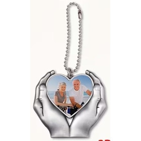 Pendentif main tenant un cœur personnalisable – Photo et message par sublimation