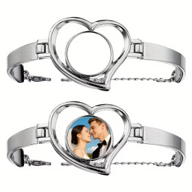 Bracelet cœur personnalisable par sublimation – Photo, prénom ou message