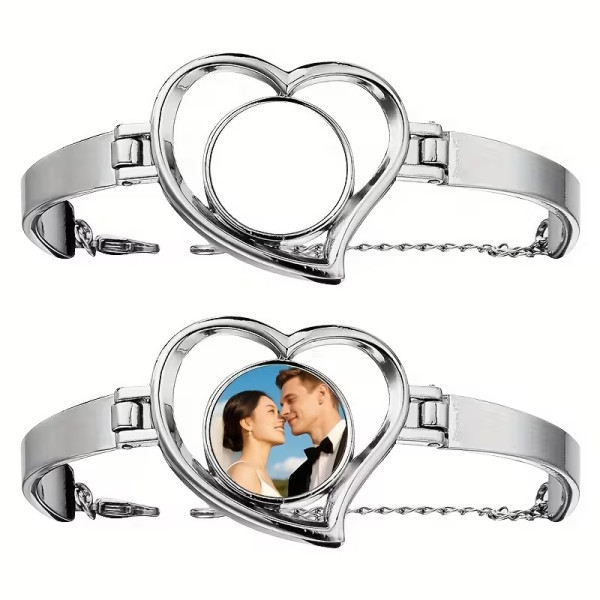 Bracelet cœur personnalisable par sublimation – Photo, prénom ou message