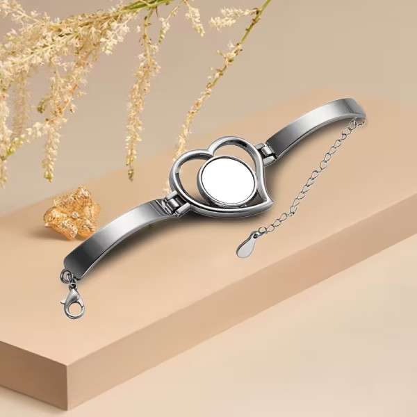 Bracelet cœur personnalisable par sublimation – Photo, prénom ou message