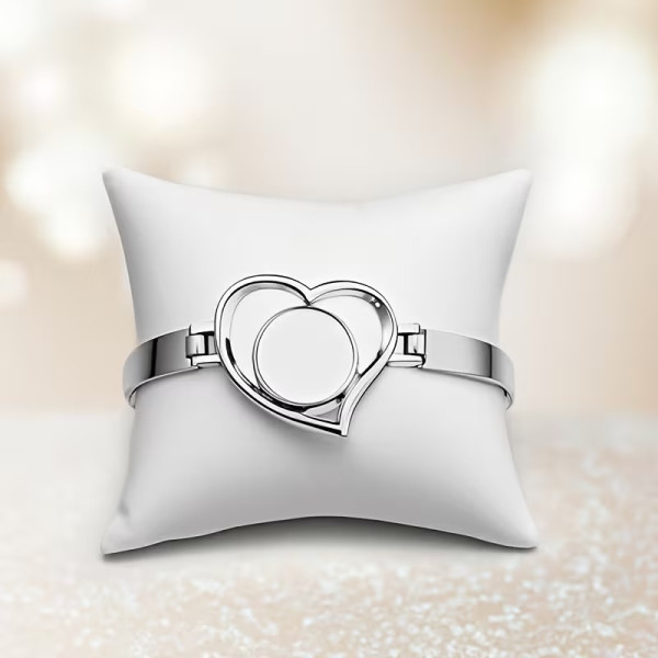 Bracelet cœur personnalisable par sublimation – Photo, prénom ou message