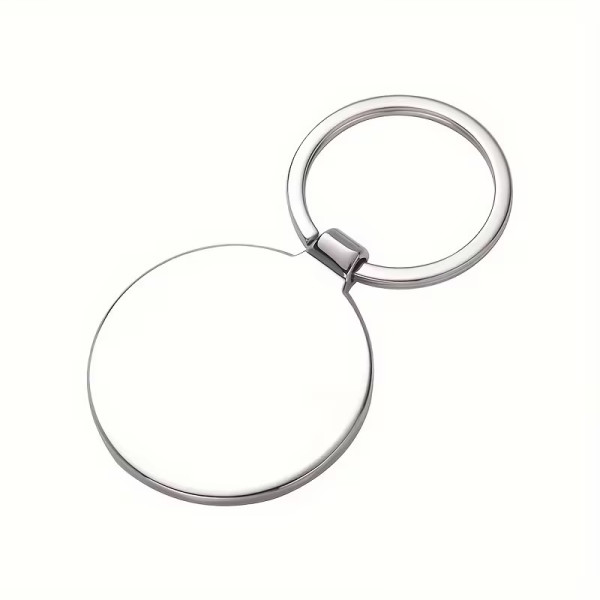 Porte-clés métallique rond personnalisable – Photo couleur et gravure laser